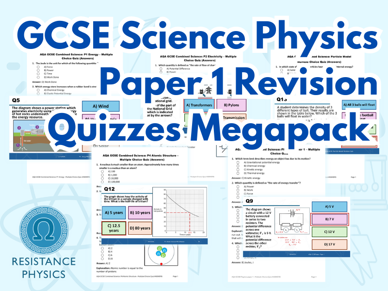GCSE Physics Paper 1 Revision Quiz Bundle (Combined Science)