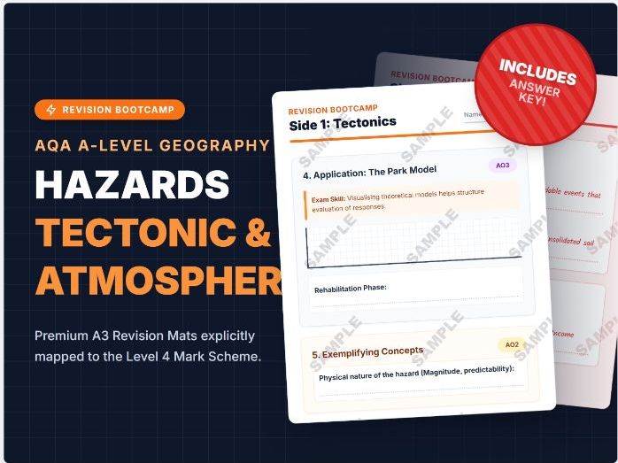 AQA A-Level Hazards exam skills revision mat