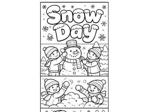 Snow Day Bookmark Colouring Template - Winter