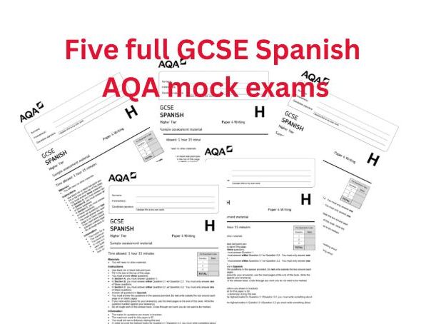 5 High-Quality AQA Spanish, paper 4 writing   (Higher tier) - New specification