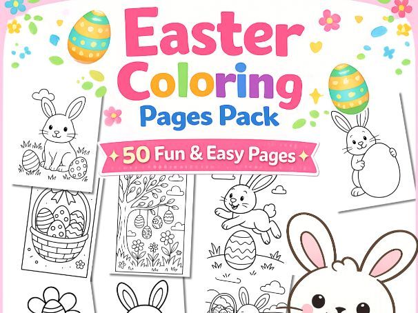Easter Coloring Pages Pack Printable PDF No prep Activities