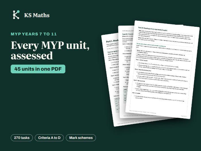 MYP maths assessment, Years 7 to 11: 45 units, criteria A-D