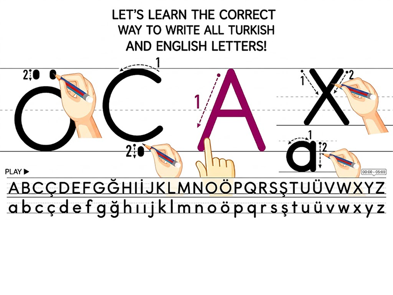 Correct Letter Formation for English & Turkish Alphabets | Animated Video Set