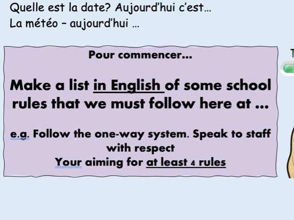 School rules le règlement French