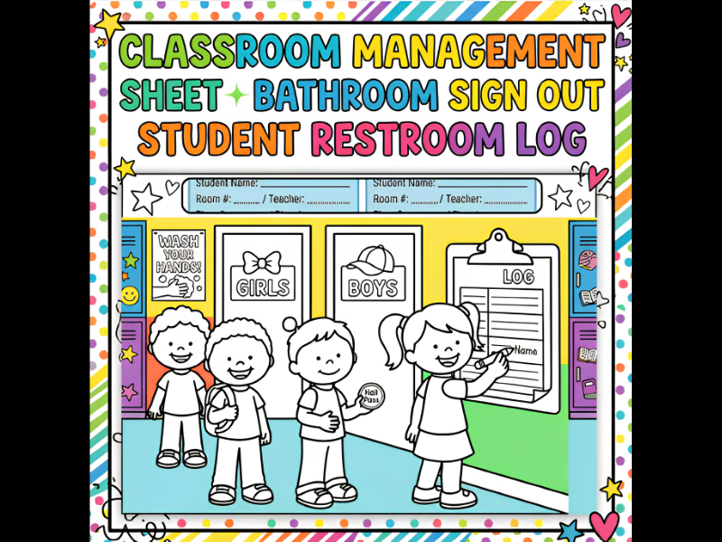 Classroom Management Sheet Bathroom Sign Out Student Restroom Log