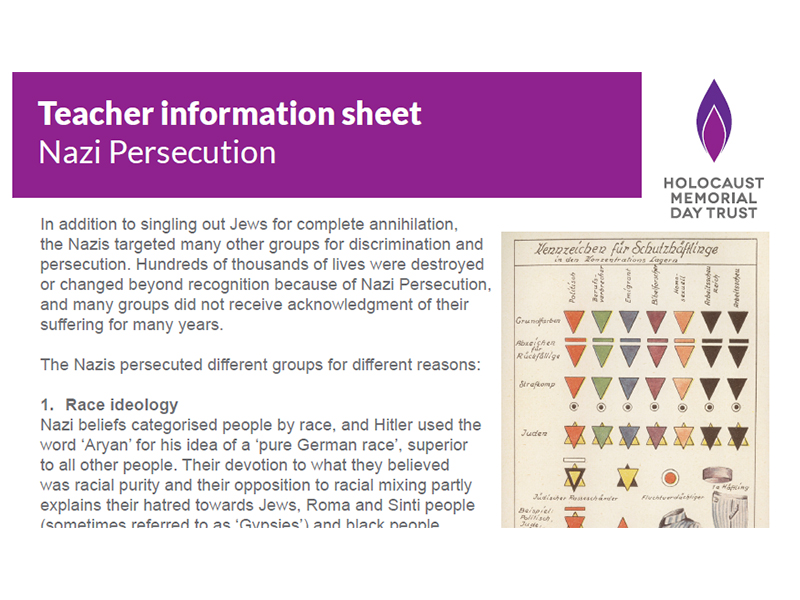 Teacher information sheet - Nazi Persecution