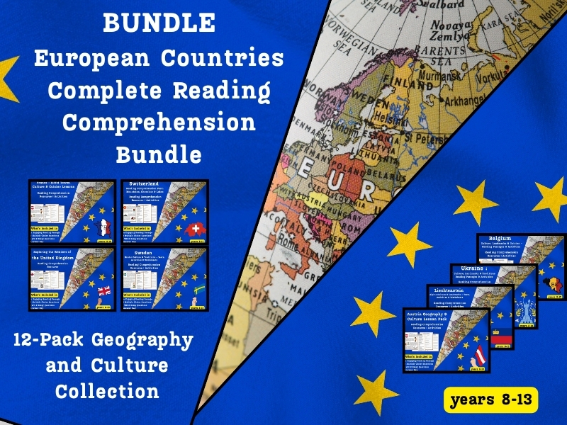 European Countries Complete Reading Comprehension Bundle 12-Pack Geography and Culture Collection