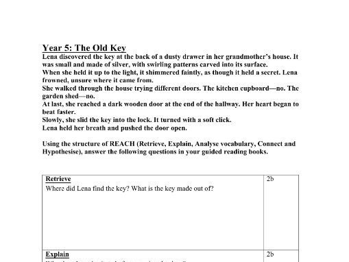 Guided reading Independent comprehensions Year 5
