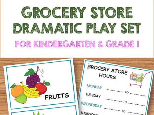 Grocery Store Dramatic Play Set for Kindergarten & Grade 1