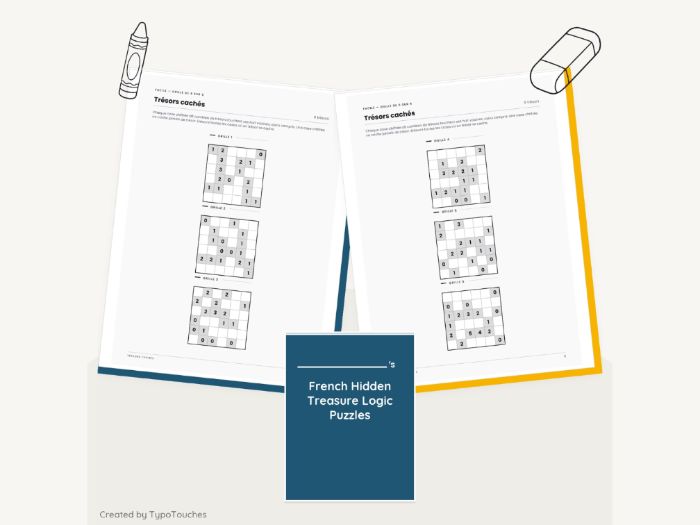 French Hidden Treasure Logic Puzzles | 4 pp