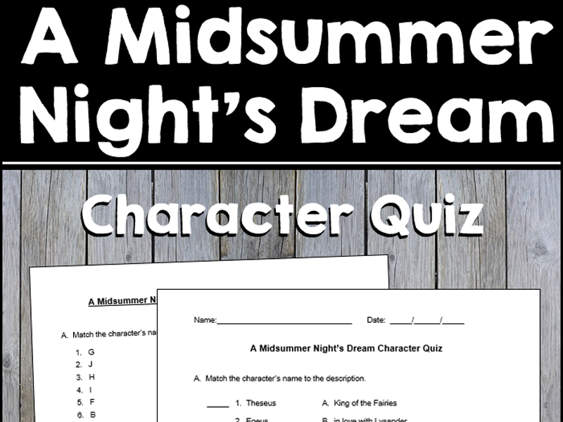 A Midsummer Night’s Dream Character Quiz | Teaching Resources
