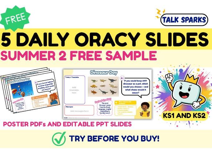 FREE SAMPLE: Talk Sparks Summer 2 | Daily Oracy Discussion Slides | KS1 & KS2