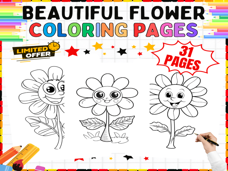 Flower Coloring Pages | Spring Nature Colouring Sheets - Creative Garden Art Activities for Kids