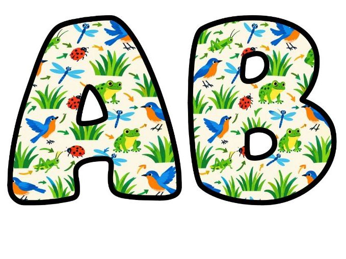 Pond Life Frogs Birds Bubble Letters | Under the Sea Bulletin Board Letters | Classroom Display Pack