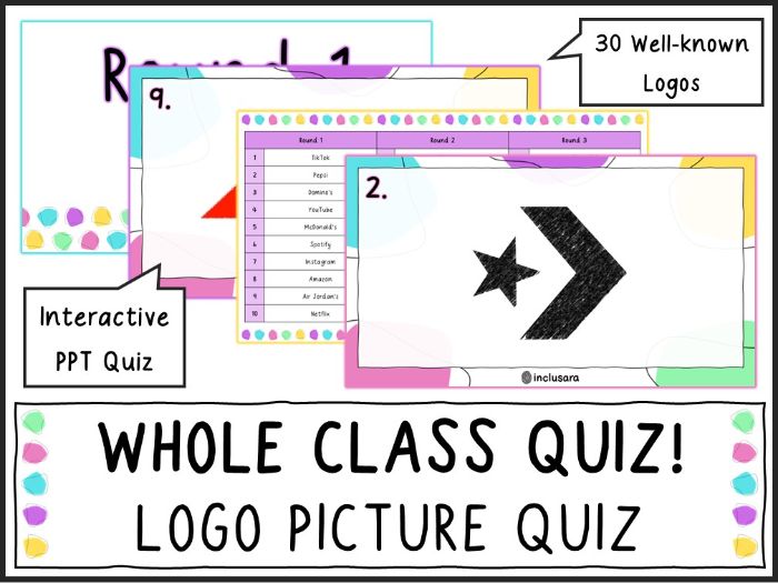 Whole Class Logo Picture Quiz, End of Year/Form Time