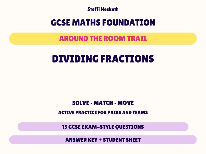 GCSE Foundation Maths Dividing Fractions | Around the Room Trail