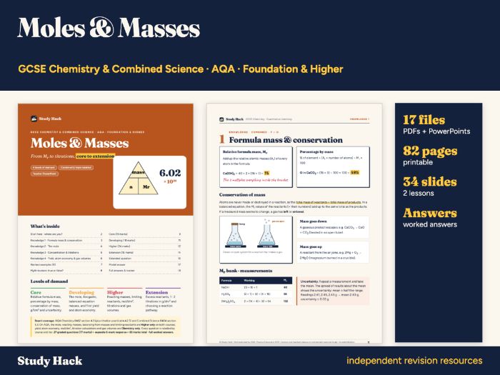 GCSE Chemistry Moles and Quantitative Chemistry Complete Pack (AQA)