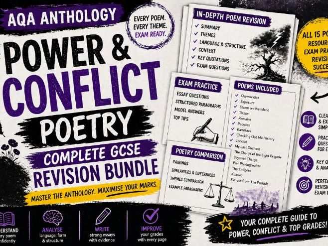 Power & Conflict Poetry | Complete GCSE Revision Bundle | AQA Anthology
