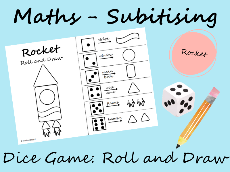 Maths - Subitising Game - Roll and Draw: Rocket