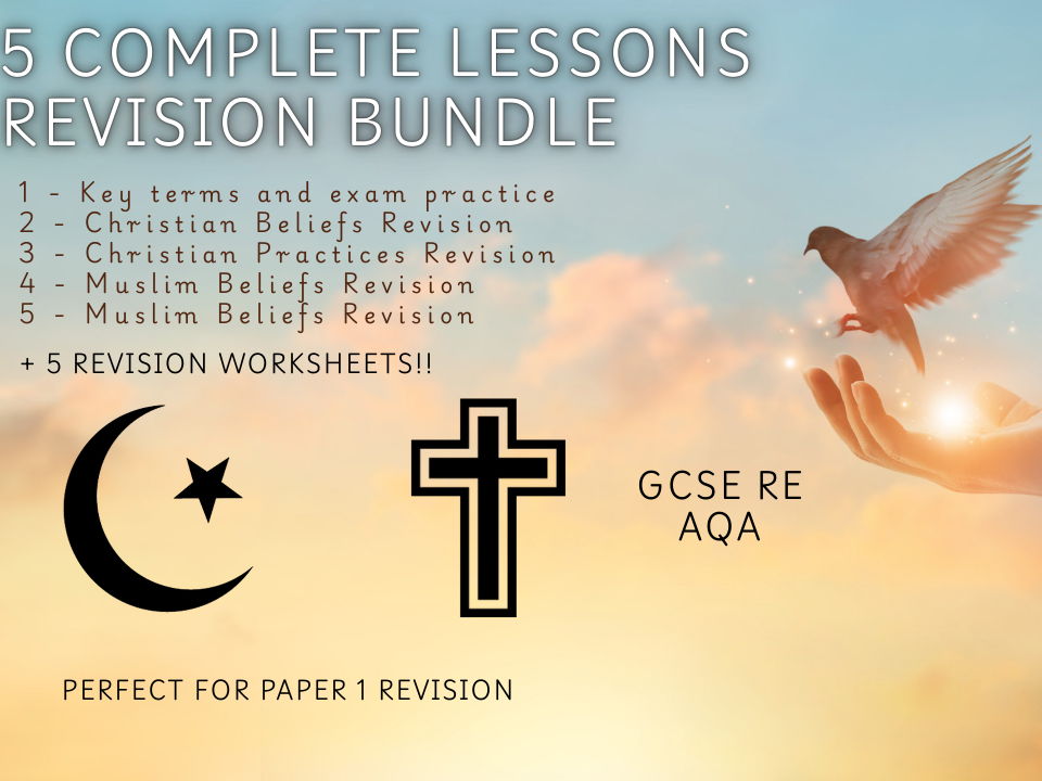 GCSE RE Revision Bundle: Paper 1 (Christian Beliefs, Christian Practices & Muslim Practices + 5 Revision Worksheets (AQA)