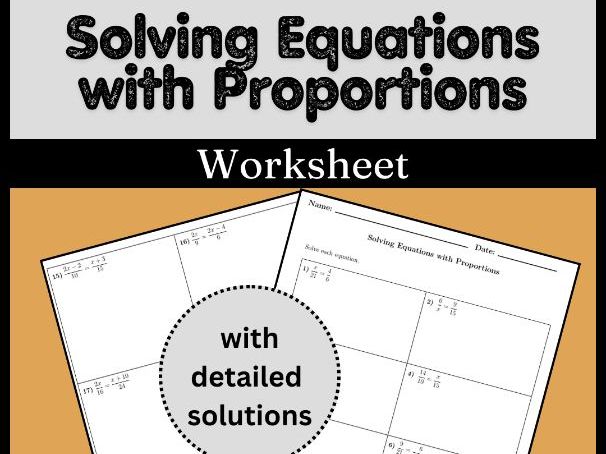 Solving Equations with Proportions Worksheet (with solutions)