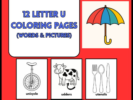 12 Letter U Coloring Pages Words & Pictures