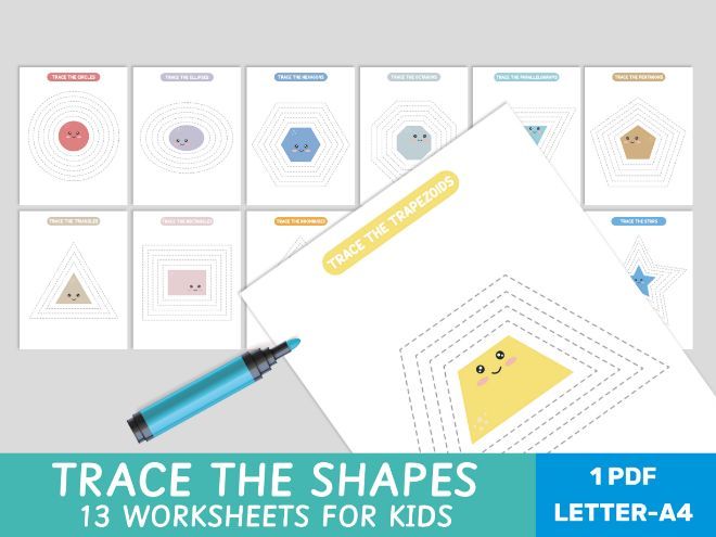 Tracing 2D Shapes Worksheets – Early Maths