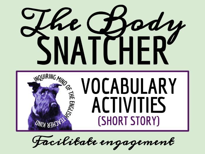 "The Body Snatcher" by Robert Louis Stevenson Vocabulary Worksheets | Word Search | Crossword Puzzle