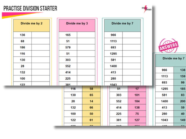 Converting Improper Fractions Starter - Practise Division