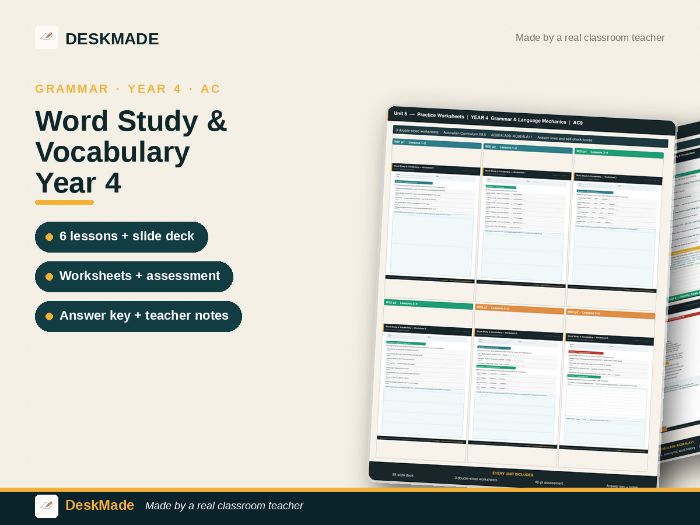 Year 4 Word Study & Vocabulary Unit | Australian Curriculum