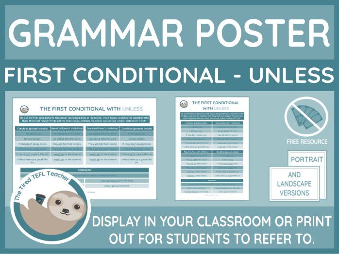 Grammar Point Poster - The First Conditional with Unless