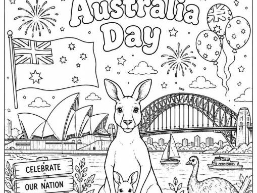 Australia Day Colouring Page