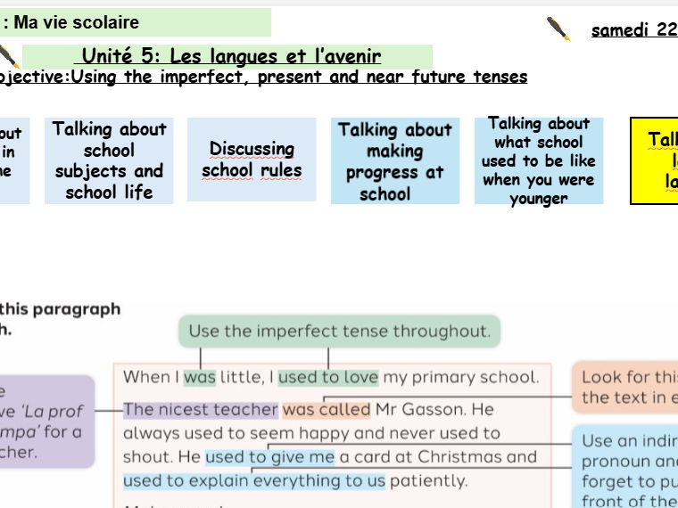 New French AQA Higher GCSE Module 3 Ma vie scolaire Unit 5 Les langues et l'avenir