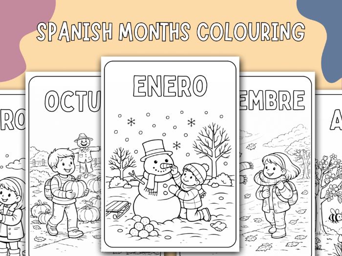 Spanish Months of the Year Colouring Pages (KS2–KS3)