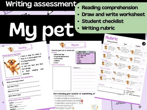 My Pet | Reading, Writing + Rubric | Activities