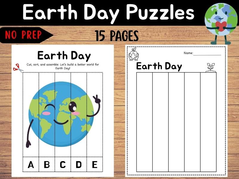 Earth Day Puzzles for Kindergarten No Prep