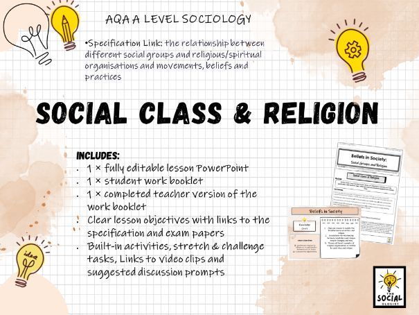AQA A level Sociology - Beliefs in Society - Social class & Religion