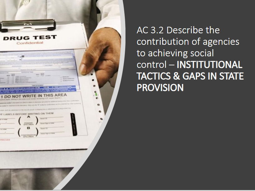 Criminology L3 WJEC UNIT 4 AC 3.2 Institutional Tactics/Gaps in State Provision & Social Control