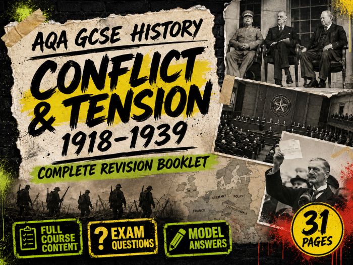 AQA GCSE History Conflict and Tension 1918–1939 | Complete Revision Booklet + Model Answers