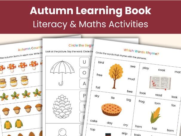 Autumn Learning Workbook | Fall Literacy & Maths Activities | Printable Worksheets