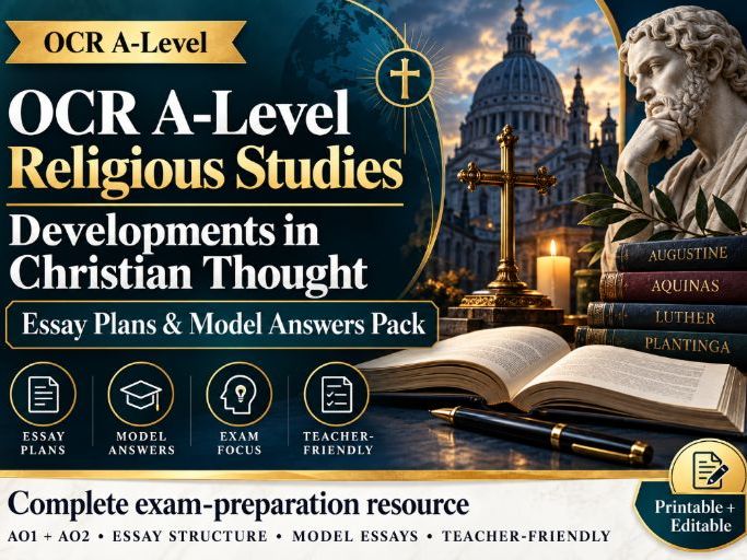 OCR A-Level Religious Studies – Developments in Christian Thought | 24 Essay Plans & 12 Model Essays