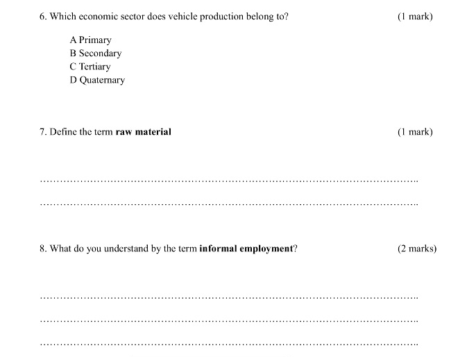 Geography IGCSE Worksheet ECONOMIC ACTIVITY