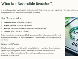 AS Level Chemistry - Unit 7.1 Chemical equilibria: reversible reactions, dynamic equilibrium