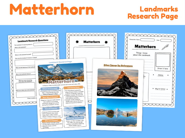 Matterhorn Landmark Research Project | Geography Worksheets