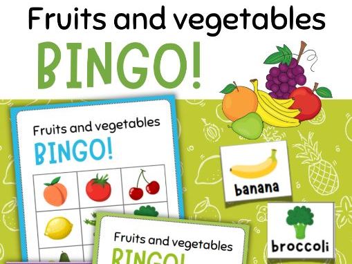 Fruits and Vegetables Bingo | Printable ESL Vocabulary Game, Healthy Food Bingo Activity