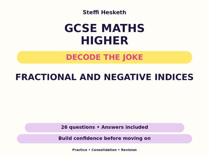 Fractional and Negative Indices | GCSE Decode the Joke + Answers
