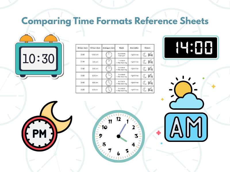 Comparing Time Formats Reference Sheets SEN & KS2