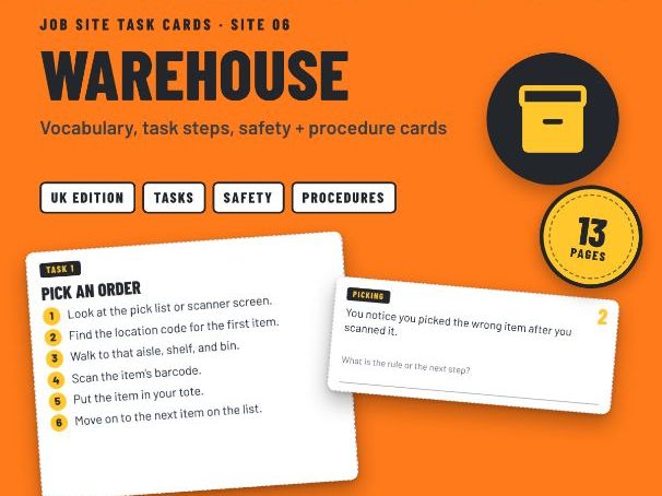 Warehouse Job Skills Task Cards: Picking, Packing + Forklift Safety - SEND Post-16 (UK)