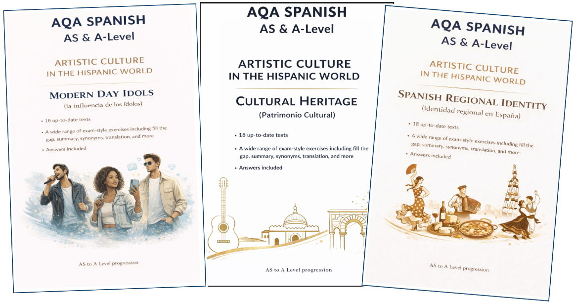 A-Level Spanish_Artistic Culture_idolos_identidad_patrimonio_AQA Paper 1 practice_Answers_BUNDLE