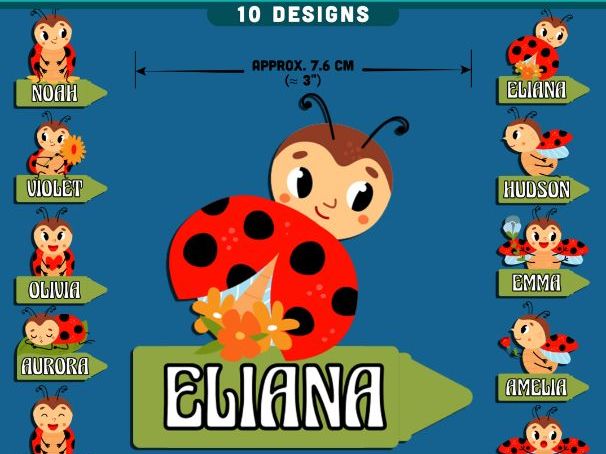 Funny Ladybug Name Tags, Editable Locker & Cubby Labels, Playful Student Spaces